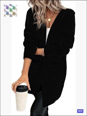 Oversized Chunky Cardigan Sweater Long Sleeve Open Front Hooded Coat Fall Outfit